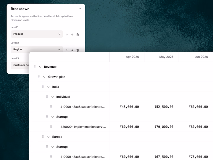 Balancier report builder menu preview